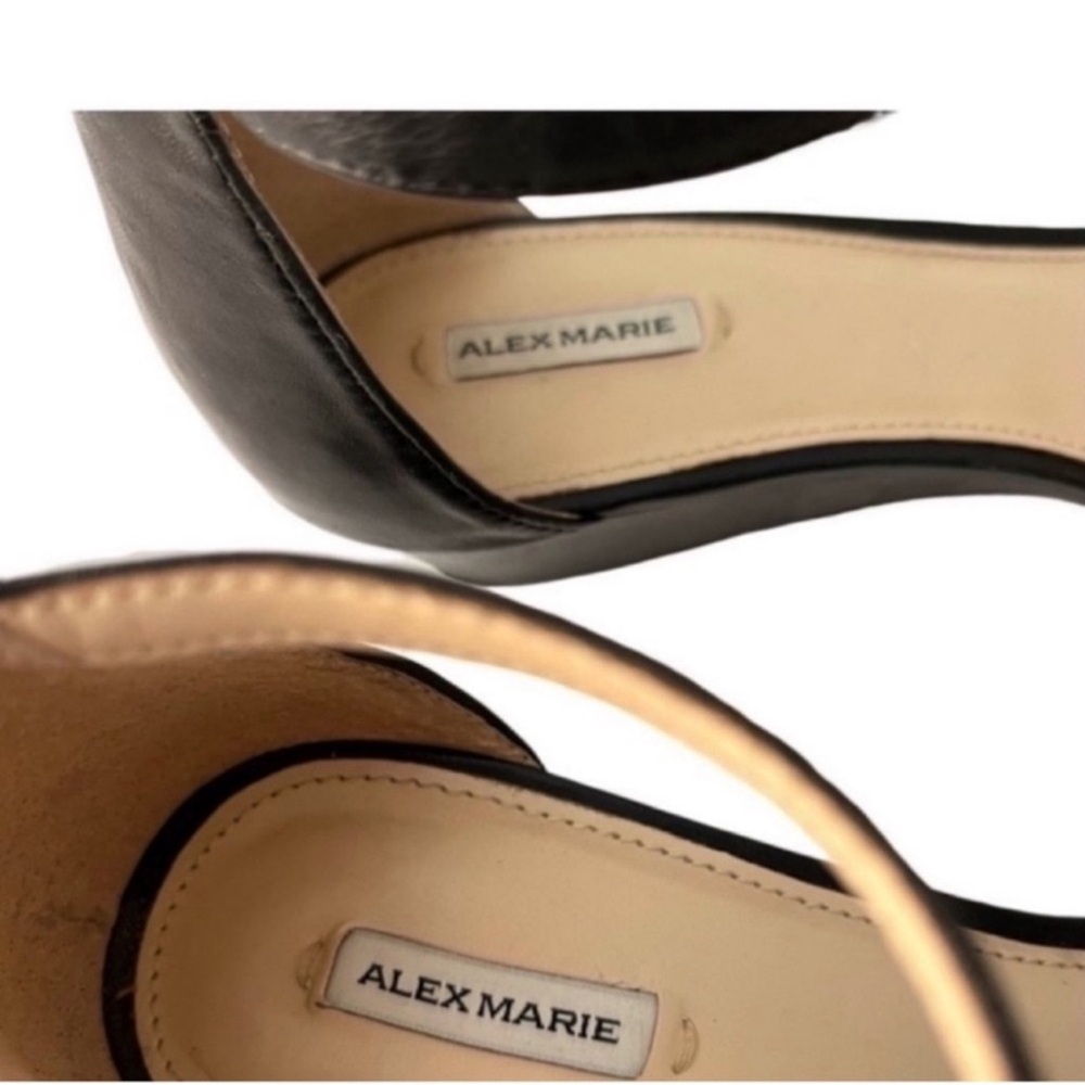 Alex Marie Wedge Ankle Strap Sandals Leather Black Size 9.5W - Picture 9 of 13